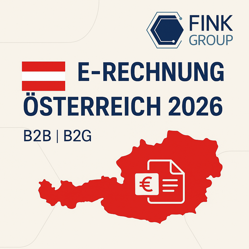 E-Rechnung Österreich 2026: B2B und B2G im Fokus – ViDA, SAP DRC und digitale Rechnungsprozesse. Fink Group unterstützt Unternehmen bei der Umsetzung der neuen E-Invoicing- und Reporting-Pflichten.